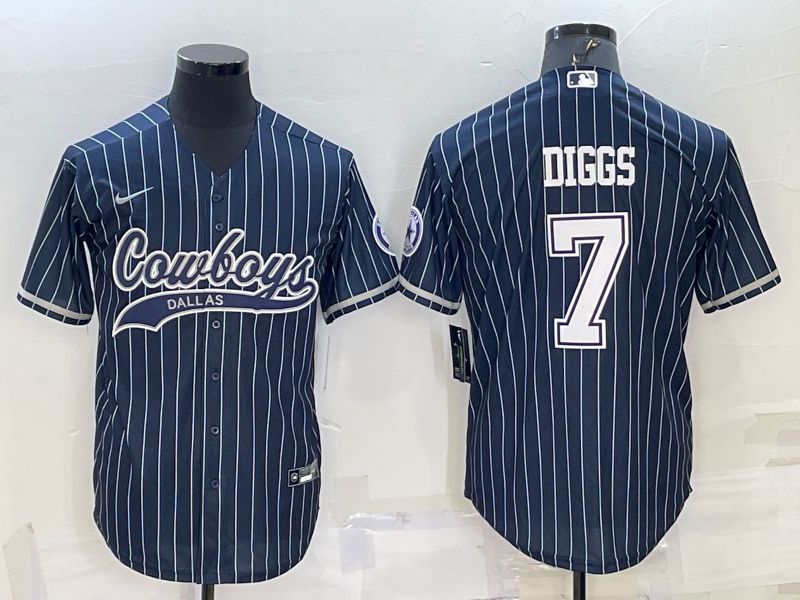 Men Dallas Cowboys #7 Diggs Blue stripe 2022 Nike Co branded NFL Jersey->dallas cowboys->NFL Jersey